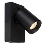NIGEL - Nástenný reflektor - LED - GU10 - 1x5W 3000K - S USB zásuvkou - Čierny
