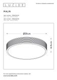 MALIN - Prisadené stropné svetlo - priemer 39 cm - LED stmievatelná - 1x24W 2700K - 3 krokové stmievanie - čierna
