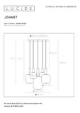 JOANET - Závesné svietidlo - priemer 71 cm - 5xE27 - Dymová šedá