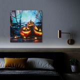 LED halloweensky obrázok - s vešiakom na stenu , 2 x AA, 30 x 30 cm