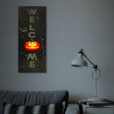 LED halloweensky obrázok - s vešiakom na stenu , 2 x AA, 30 x 70 cm
