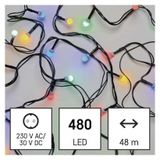 LED vianočná cherry reťaz – guličky, 48 m, vonkajšia aj vnútorná, multicolor, časovač
