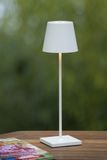 JUSTIN - Stolná lampa do exteriéru - priemer 11 cm - LED Stmievatelná - 1x2,2W 3000K - IP54 - 3 krokové stmievanie - Biela