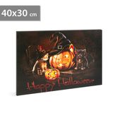 Halloweensky LED obrázok - s vešiakom na stenu , 2 x AA, 40 x 30 cm