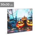 LED halloweensky obrázok - s vešiakom na stenu , 2 x AA, 30 x 30 cm