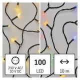 LED vianočná reťaz 2v1, 10 m, vonkajšia aj vnútorná, teplá biela/multicolor, programy