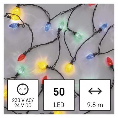 LED vianočná reťaz, farebné žiarovky, 9,8 m, multicolor, multifunkčná