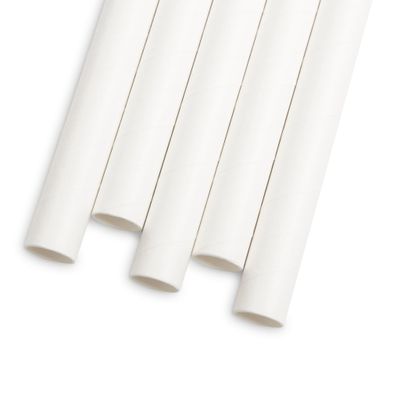 Papierová slamka - biela - 197 x 10 mm - 80 ks / balenie