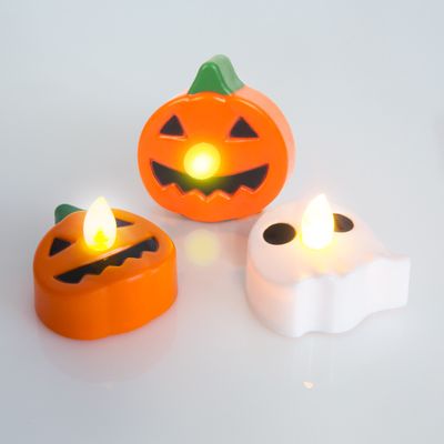 Sada halloweenskych čajových sviečok - tekvica, duch - na batérie - 3 ks / balenie