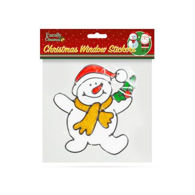 Vianočná dekorácia na okno - snehuliak - 18 x 18 cm