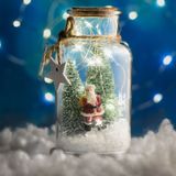 Vianočná LED snehová guľa - mikuláš so stromom