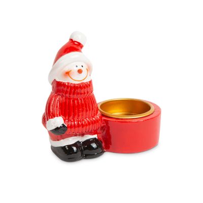 Vianočný držiak na čajové sviečky - snehuliak