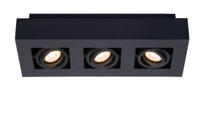 XIRAX - Stropné bodové osvetlenie - LED stmievanie do teplej farby - GU10 - 3x5W 2200K / 3000K - čierna