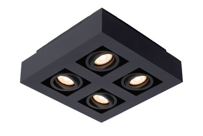 XIRAX - Stropné bodové osvetlenie - LED Stmievanie do teplej farby - GU10 - 4x5W 2200K / 3000K - Čierne