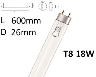 Žiarivka 18W/UV-C T8 G13 germicídna 26x600mm